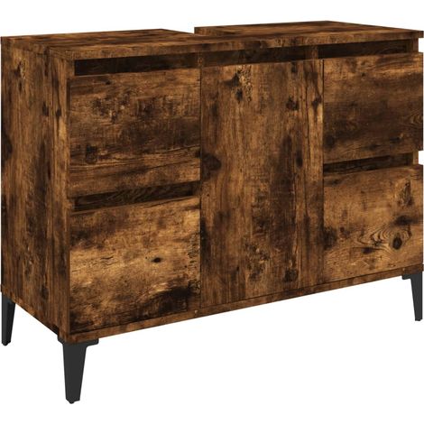 Mueble para fregadero 80 x 33 x 60 cm madera contrachapada roble ahumado 020006822