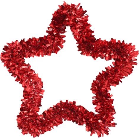 Guirlande Étoile - Décor De Noël En PET Pailleté Pour Porte D'Entrée Cheminée Mur Jardin Intérieur Extérieur - Rouge - 1 Pièce (1/5)