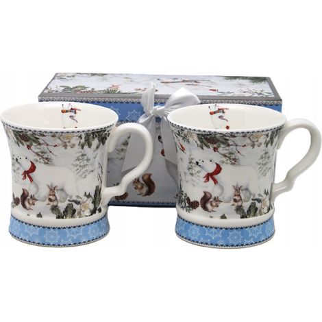 Set di 2 tazze in porcellana da 350 ml con orsetti invernali in confezione regalo. (1/5)