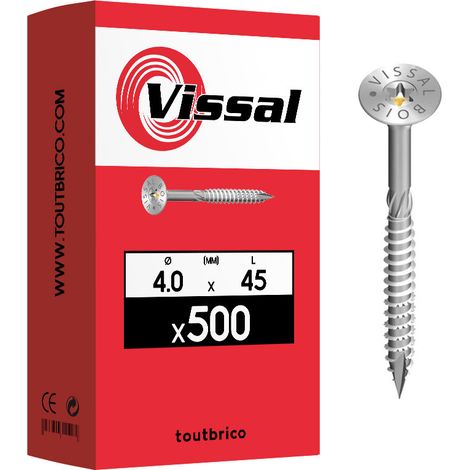 500 vis bois TTAP 4x45mm filetage asymétrique zingué - Vissal (1/6)