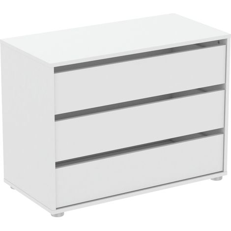 Cajonera Blokty para Armario de Dormitorio 3 Cajones Estilo Moderno en Color Blanco Mate 80x58x40 cm (1/5)