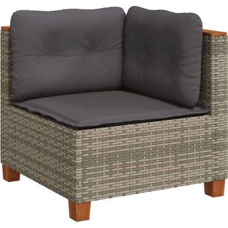 Canapé d'angle de jardin,Canapé d'extérieur,Sofa de jardin avec coussins gris résine tressée CFW238278 (1/5)