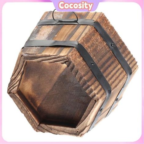 Cocosity pot de jardinière en bois Pot de fleur en bois massif, Vintage, Hexagonal, tonneau en bois, jardinière pour jardin (1/5)