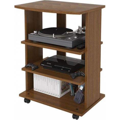 Antiker TV-Wagen aus Walnussholz 2 Regale offen Cm 60x45xH 81