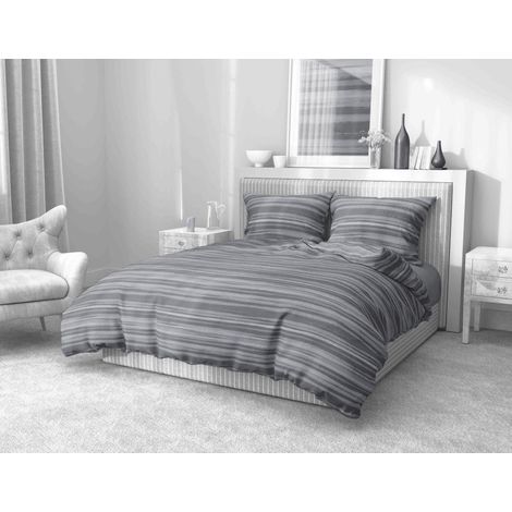 Copripiumino Stripe grigio in morbida microfibra   Manopesca   lavabile in lavatrice   Made in Italy Cm. 200X200