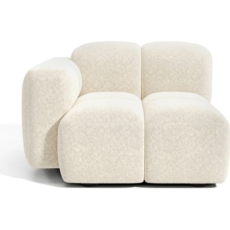 Module d'angle gauche en velours texturé beige MOSS (1/5)