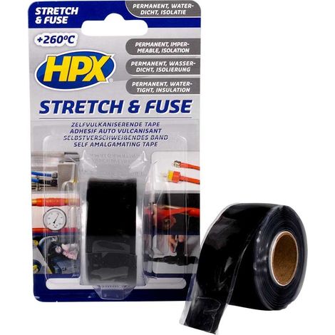 Ruban vulcanisant stretch & fuse noir 25mm x 3m – Étanchéité permanente – Isolation électrique jusqu'à 8 kV – Ultra-résistant jusqu'à 200°C – HPX