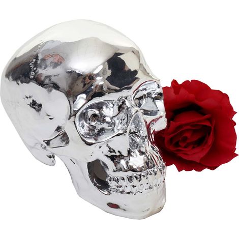 Figure de décoration crâne HWC-T921, polyresin sculpture, intérieur/plein air, 18 cm, argent (1/5)