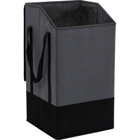 Panier à Linge en Tissu "Bicolore" 45L Gris (1/5)