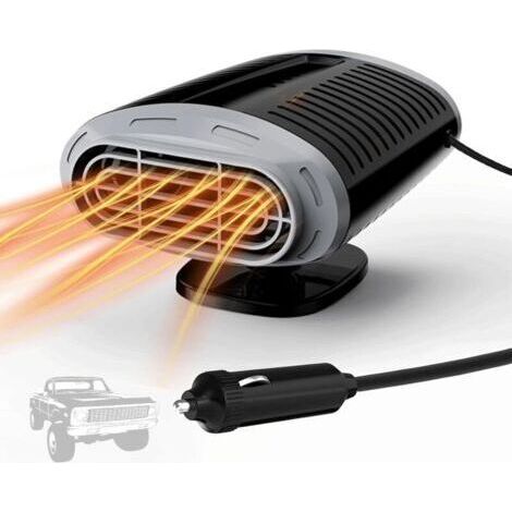 Chauffage de voiture 12 V, chauffage de voiture portable 2 en 1, désembueur et dégivreur de pare-brise avec prise allume-cigare, chauffage portable 150 W, dégivreur de voiture rotatif à 180° (1/4)