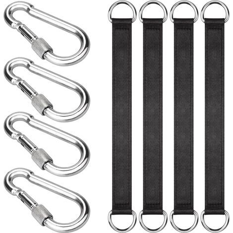 Set of 4 tree swing suspension straps with 4 D-rings for garden/swing/tree swing/hammock (1/5)