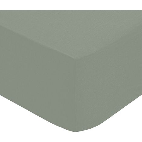 Drap housse percale de coton uni 90 x 190 cm Harmonie tilleul (1/2)