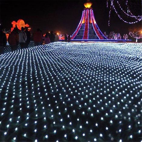 1x Guirlande lumineuse, Filet LED 320LED, Blanc chaud, 8 modes, IP44, Jardin Noël