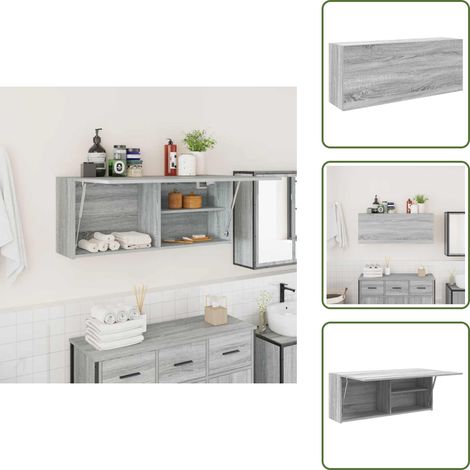 Armario gris - vidaXL Armario de pared baño madera ingeniería gris sonoma 100x25x40cm - Armario de baño madera