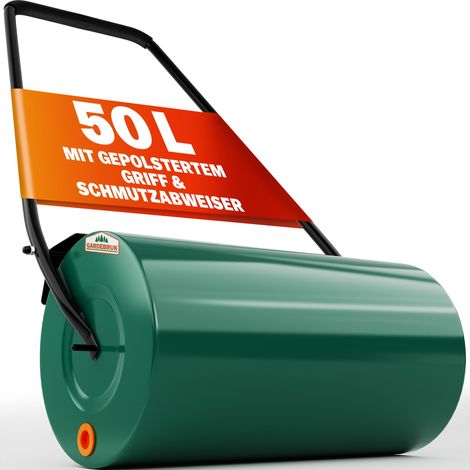 GARDEBRUK® Rasenwalze 60cm 50L gepolsterter Griff Schmutzabweiser befüllbar Handwalze Rasenroller Gartenwalze Ackerwalze