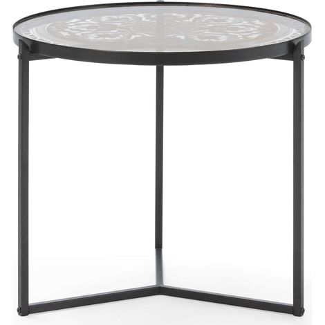 Table d'appoint 50x50x42 Verre/Métal Noir