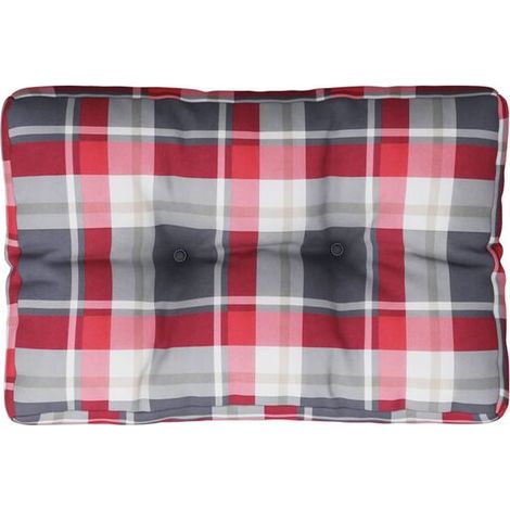 Coussin de plateau à carreaux rouges, mesurant 50x40x12 cm, en tissu. (1/5)