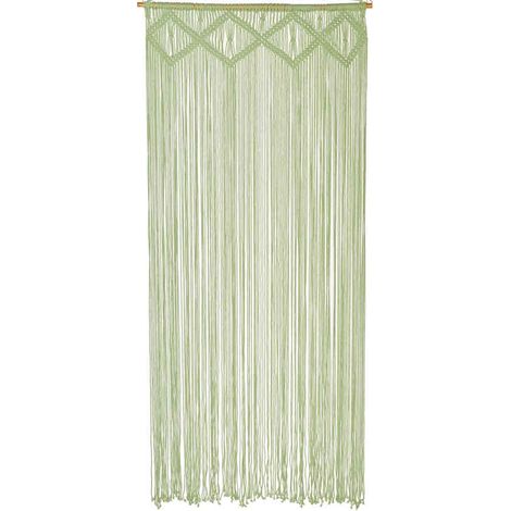 Rideau de porte tressage macramé en coton 100 % recyclé, Gypsi - 90 x 200 cm- Morel