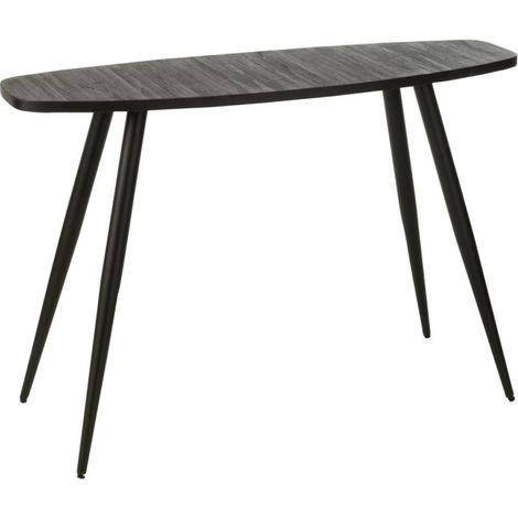 Console Ovale en Bois "Teck" 120cm Noir (1/5)