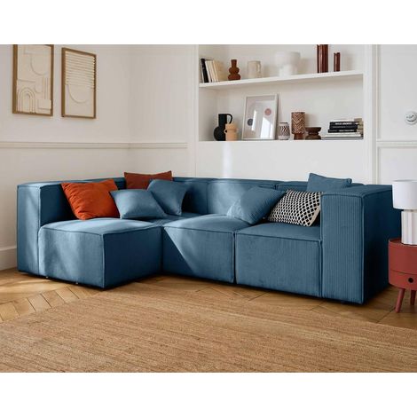 Arty - modulares ecksofa links 5-sitzer - cord - blau