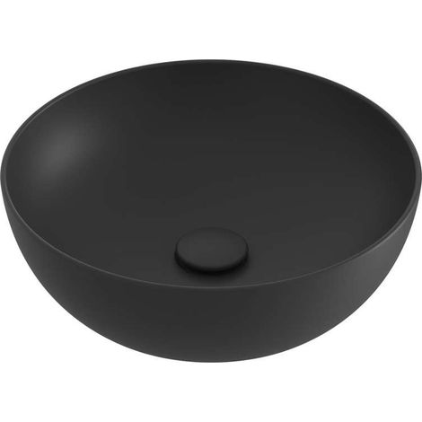 Ravak UNI - Lavabo sobre encimera, diámetro 40 cm, sin rebosadero, sin orificio para grifería, negro mate XJX0D140000 (1/4)