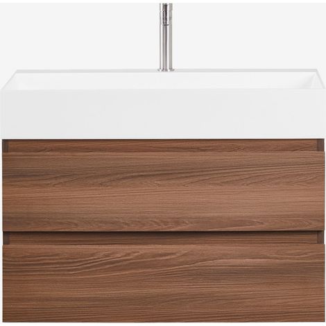 SKLUM Hängendes Badezimmermöbel-Set aus Holz und Eschenfurnier mit integriertem Waschbecken Ona (1/5)