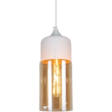 Suspension Luminaire Moderne Lampe À Suspension Vintage Rétro Plafonnier En Verre Blanc Pour Loft, Salon, Cuisine (1/5)