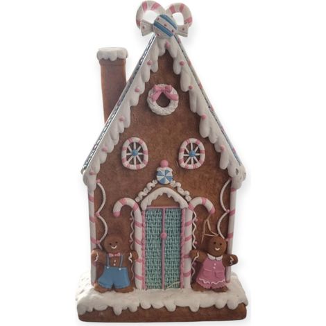 Dekofigur Pfefferkuchenhaus 30 x 18 x 7 cm bunt Weihnachtscharaktere