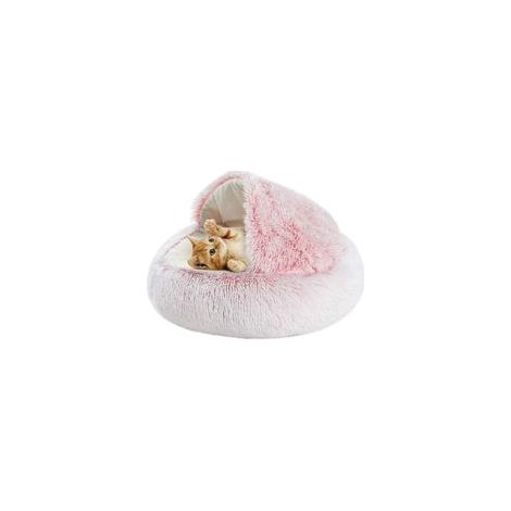 Panier lit donut rond ultra-doux pour chat et chiot, coussin moelleux, lavable, niche caverne – (1/5)
