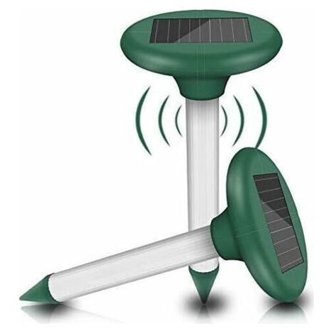 Repelente solar ultrasónico para topos, paquete de 2, repelente solar para ratones, repelente anti-topos y serpientes - Césped, granja (verde) - Fei Yu (1/5)