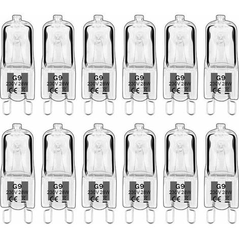 12 pièces G9 Lampes halogènes , ampoules G9 230V 28W 480lm, 2800K blanc chaud, ampoules à capsule dimmable, sans scintillement [Classe énergétique G] (1/5)