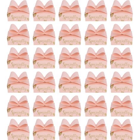 30 boîtes à bonbons à nœud papillon, idéales pour offrir des biscuits, des fêtes, Noël, des anniversaires, des mariages (rose). (1/5)