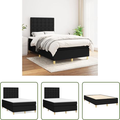 vidaXL Kopfteil - Boxspringbett mit Matratze Schwarz 120x200 cm Stoff (1/5)