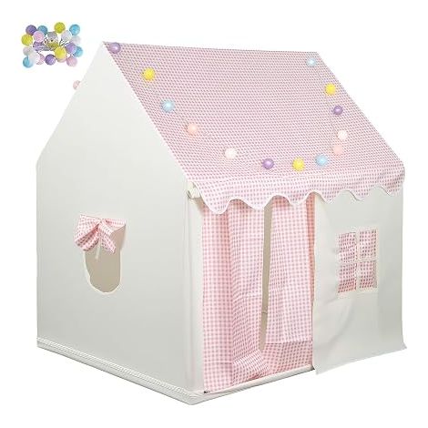 Tente d’intérieur Cache-Cache Rose pour Enfant, cabane à Montage Rapide sans Outil, avec lumières décoratives et Portes modulables pour Jouer, Lire et Faire la Sieste (1/5)