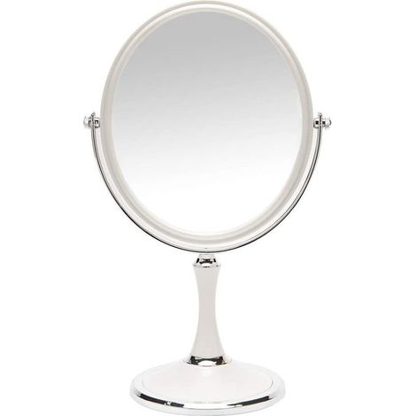 Miroir de bureau miroir de bureau rétro avec support miroir rotatif double face de 8 pouces loupe 1X/3X style argent 13 pouces (ovale) (1/5)