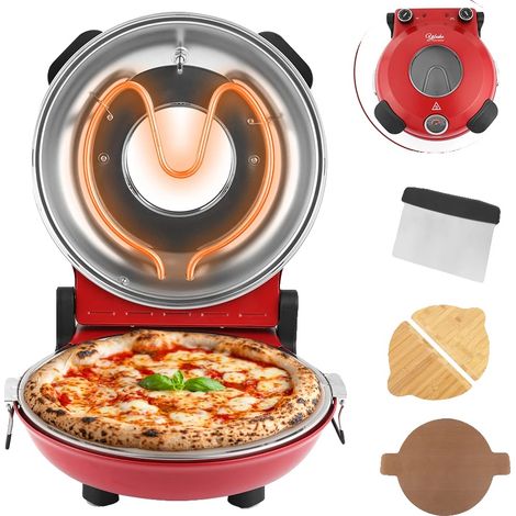 Fabricant de Pizza, Pierre à Pizza de 30 cm, Réglages de Température Doubles, LMR-ROUGE, UE (1/2)