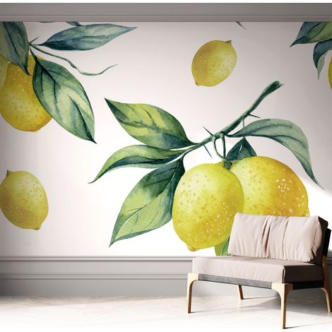 Papier peint autocollant adhésif avec imprimé installation simple qualité excellente sans désordre Motif citron 312x219 cm (1/5)