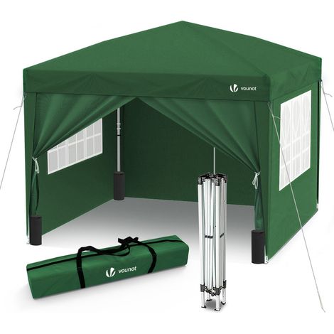 Vounot – Tonnelle de jardin 3x3m pliable en acier avec 4 parois détachables et sac de transport – Hauteur 260 cm – Protection légère contre la pluie (1/5)