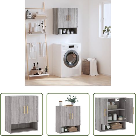 vidaXL Wandmontage - Wandschrank Grau Sonoma 60x31x70 cm Holzwerkstoff (1/5)