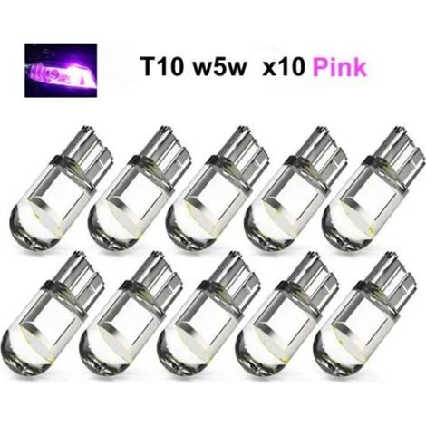 10 Stück lila Lichter, T10 w5w rosa LED mit 1 COB-LED-Chip, 12 V DC, 10er-Packung lila (1/5)