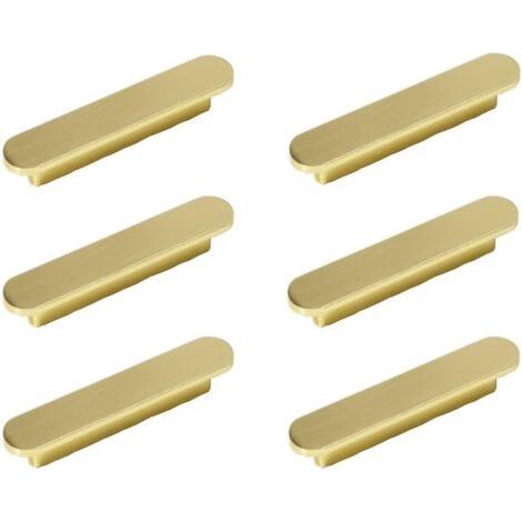 LaBlanc – Set mit 6 goldenen Griffen, Küchenmöbelgriff, gebürstetes Messing, goldener Mittenabstand 96 mm, Schrankgriffe, Möbelgriff