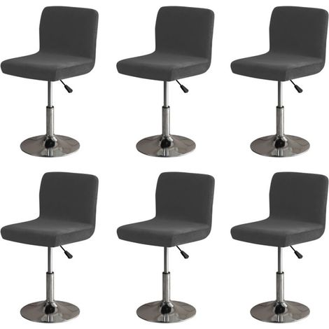 Noir-Bar Stool Lot de 6 housses de chaise extensibles amovibles avec housse de dossier pour chaise pivotante courte avec dossier (pas de chaises) (1/5)
