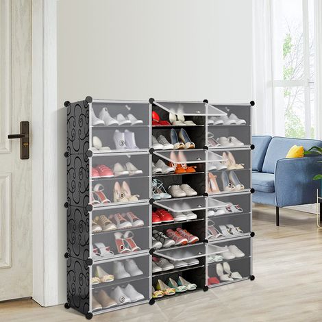 Aqrau Armoire à Chaussures Meuble Chaussure Rangement Chaussure Économisez de l'Espace en Plastique,12 Cube Etagère à Chaussures Etagère de Rangement (1/7)