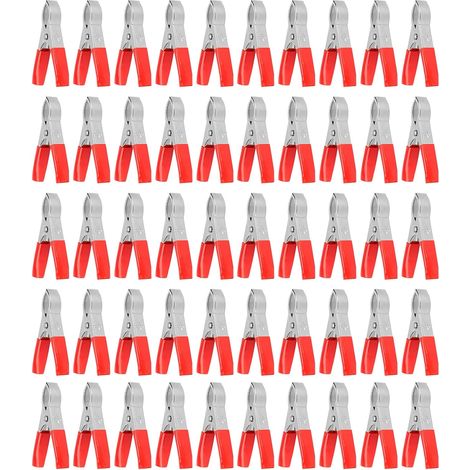 Pince de câble de batterie haute qualité 30A Clamp/support pour outils de test électrique Acier PVC isolé 50 pièces (rouge) (1/5)
