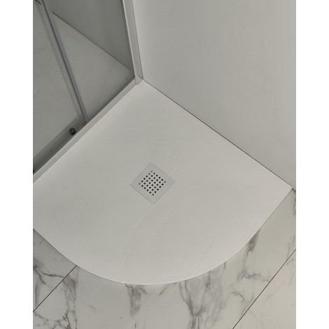 Piatto doccia semicircolare Jolie in mineralmarmo bianco opaco cm 90x90x2,5 (1/5)