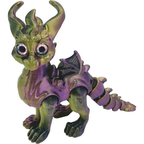 Dragon - Figurine 3D Imprimée - Articulations Mobiles - Décoration Bureau - Modèle Fantaisie - 1 Pièce (1/4)