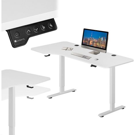 Juskys Höhenverstellbarer Schreibtisch 160x75cm - Elektrisch stufenlos verstellbar Bürotisch Sitz- & Stehtisch Speicherplatz Memory-Funktion - Weiß (1/5)