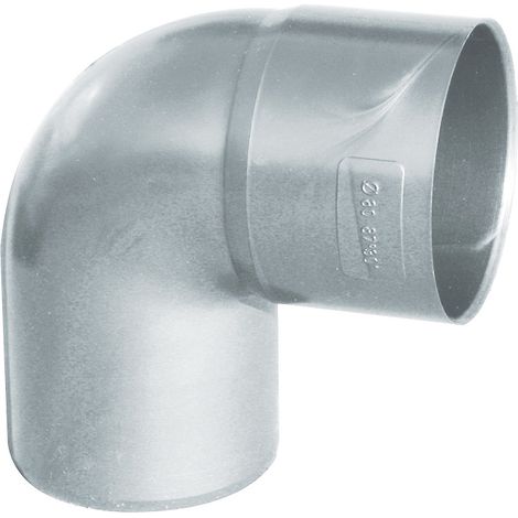First Plast – Coude PVC mâle/femelle 87°30 pour tube de descente Ø80 – Aspect zinc résistant aux intempéries – Raccord gouttière (1/3)