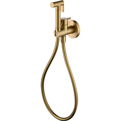 Mice - Rubinetto bidet monocomando a scomparsa in ottone - Doccia igienica monocomando e incasso Rubinetto bidet ad incasso Oro Spazzolato RDM001/OC (1/3)