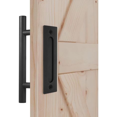 24cm Poignée de Porte Coulissante, Noire, Poignée de Porte de Grange Double Face, Matériel de Poignée de Porte de Grange Coulissant pour Porte de Grange (1/5)